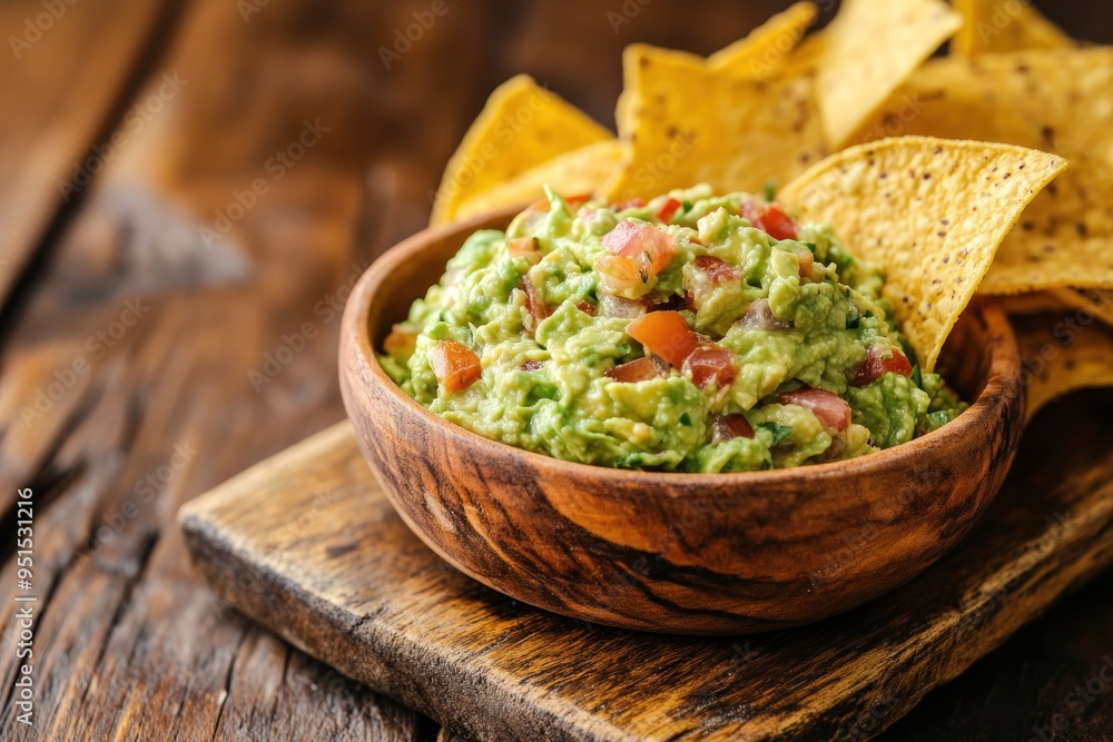 Wall mural Delicious Guacamole with Tortilla Chips