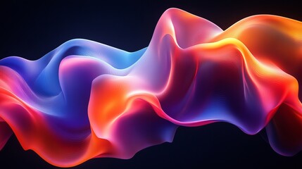 Colorful abstract wave forms dancing in vibrant hues against a dark background