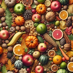 Autumnal harvest bounty: Vibrant pumpkins and gourds in various shades of orange adorn a rustic farm patch, ready for the upcoming Thanksgiving festivities