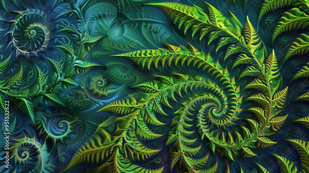 Poster fractal fern leaf showing fibonacci sequence (4)