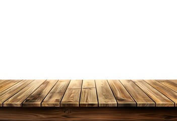 Realistic Wooden Tabletop or Surface Isolated on White Background for Product Display Mockups