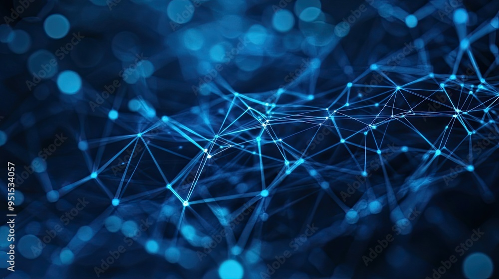 Poster digital blue web of connections in an abstract design, showcasing a futuristic cyber network system 