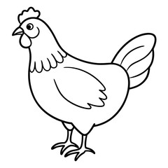 Hen line art isolated on a white background 
