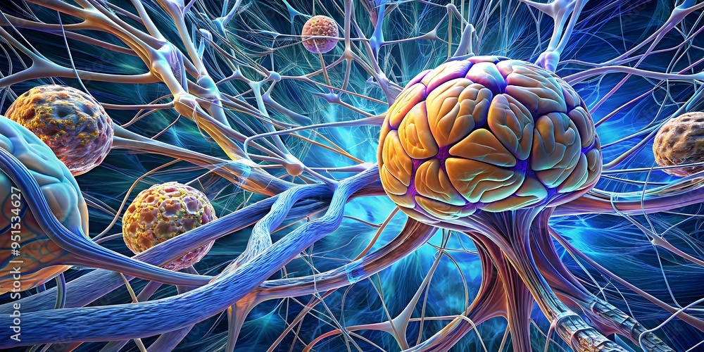 Poster neuroscience neural connections brain cells visualized colorful structures