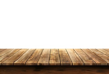 Realistic Wooden Tabletop or Surface Isolated on White Background for Product Display Mockups