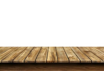 Realistic Wooden Tabletop or Surface Isolated on White Background for Product Display Mockups