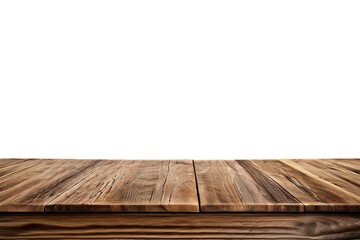 Realistic Wooden Tabletop or Surface Isolated on White Background for Product Display Mockups