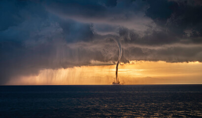 Griechenland Zakynthos Tornado Sturm Unwetter vor einem Sonnenaufgang