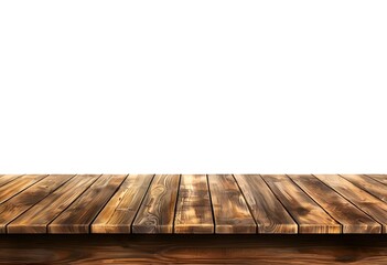 Realistic Wooden Tabletop or Surface Isolated on White Background for Product Display Mockups