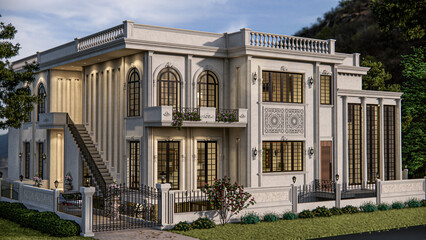 Fototapeta premium Modern Villa Exterior and Front Elevation