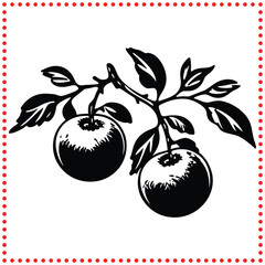 Hand Drawn Apple Branch Silhouette Vector   Perfect for Organic Food Labels, Farm Branding, and Natural Products