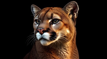 Obraz premium Portrait of a Cougar with Black Background