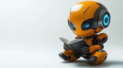 Fototapeta premium Cute Robot Reading a Book Generative AI
