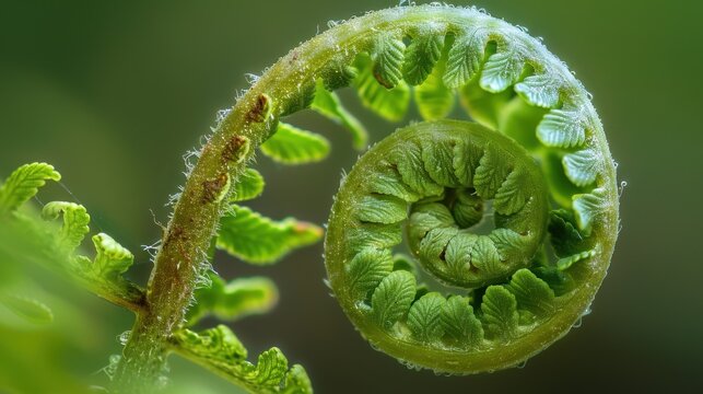 Detailed Fern Leaf with Fibonacci Sequence