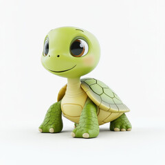 Obraz premium 3D cartoon. A turtle, on a solid white background