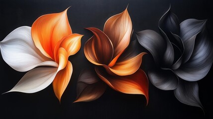 Abstract Floral Artwork on Black Background Generative AI