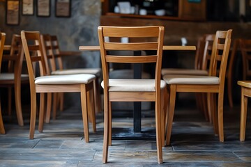 Wooden Chairs Around a Table in a Restaurant