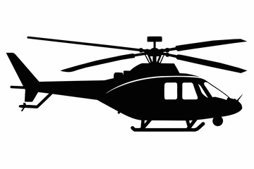 Helicopter silhouette black vector art illustration 