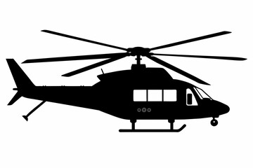 Helicopter silhouette black vector art illustration 