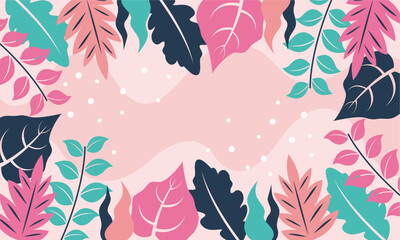 Flat abstract floral leaves background