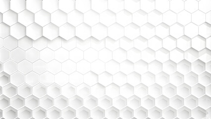 White 3D Hexagons Hight Technology Minimalist Abstract Modern Background. Sci-Fi Tech Hexagonal Blocks Structure Conceptual Light Wallpaper In Ultra Definition. Clear Blank Subtle Textured Banner 