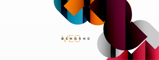 Colorful curve geometric shapes on white