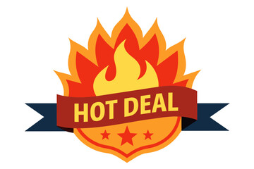 Hot deal badge vector artwork illustration