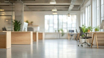 Beautiful blurred background of a light modern office interior