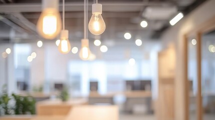 Fototapeta premium Beautiful blurred background of a light modern office interior
