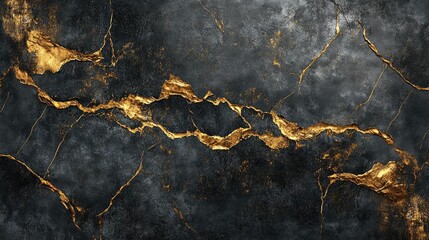 Obraz premium Black Marble with Gold Veins