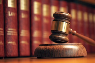 A close-up of a wooden gavel resting on a sound block