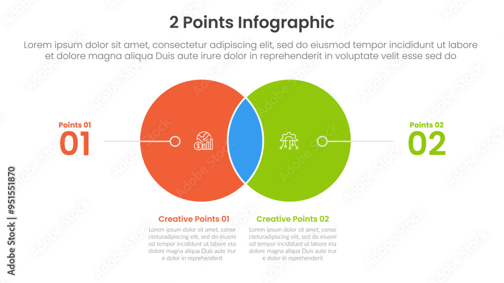 Poster versus or compare and comparison concept for infographic template banner with small circle venn blen