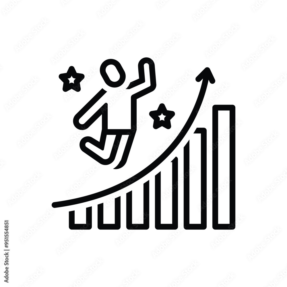 Wall mural black line icon for success