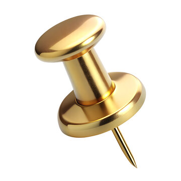 recommend clip art: Golden Stationery Push Pin Isolated on White Transparent Background, PNG Element