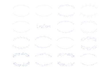 半円の草木のフレームセット。グラデーション。