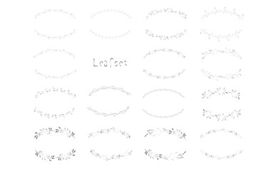 半円の草木フレーム。銀色。