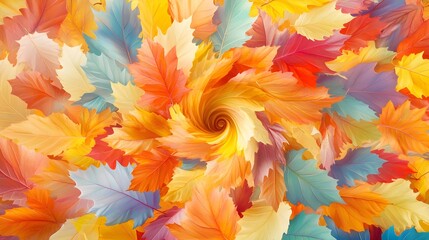 Autumn Leaves Spiral Background Texture