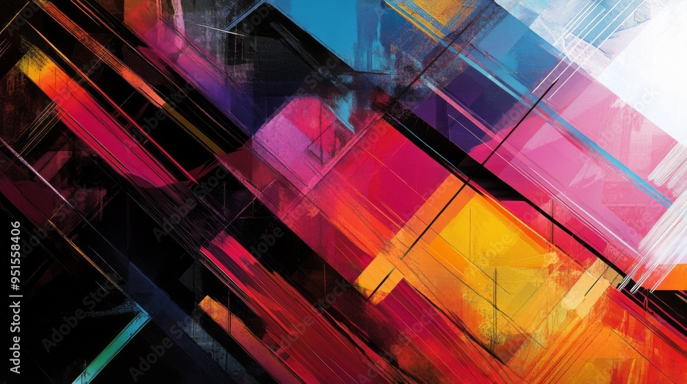 Fototapete An abstract background featuring bold, intersecting lines and vibrant hues, adding a modern and artistic touch to the visual.