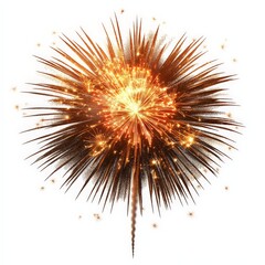 Obraz premium Golden Firework Explosion Isolated on White.