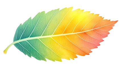 Colorful Autumn Leaf Detail Isolated White Background