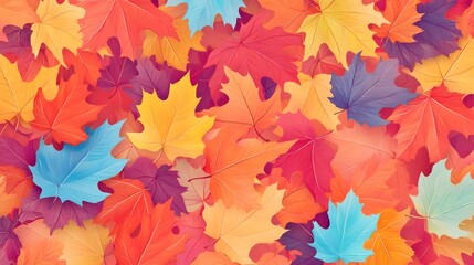 Colorful Autumn Leaves Background - Fall Foliage Texture