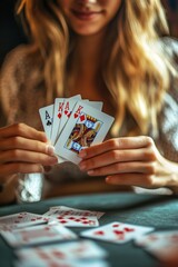 Woman plays cards