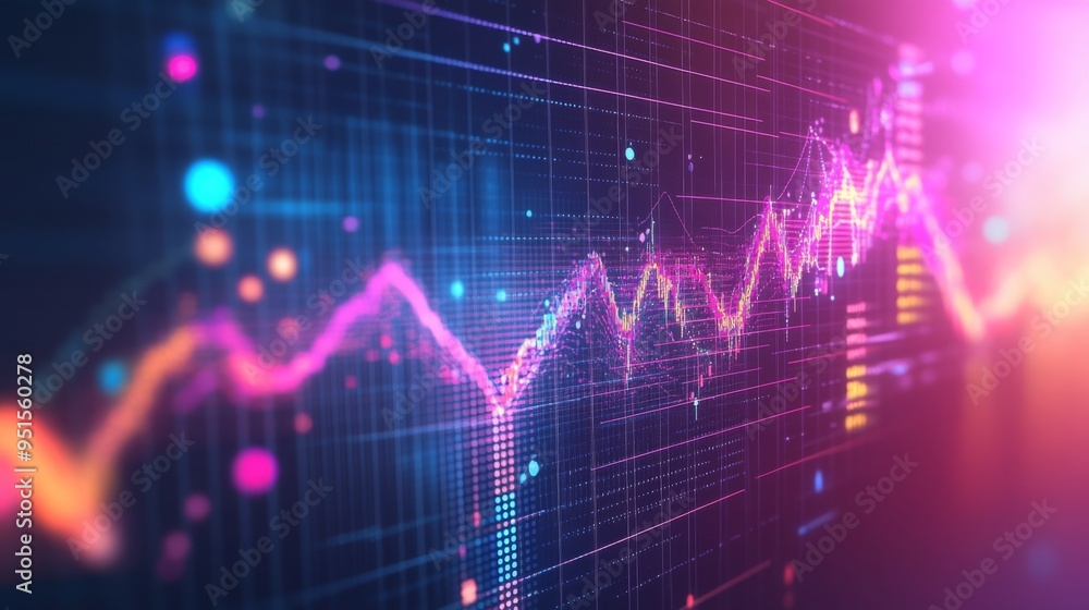 Aufkleber An abstract financial graph with dynamic curves and gradients, illustrating market trends and economic data in a visually engaging way.