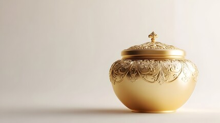 Luxurious Golden Skincare Container Advertising Premium Anti Aging Cream on Dramatic Ornate Display