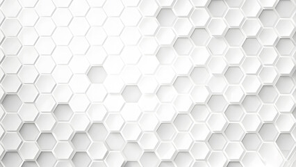 White geometric hexagonal abstract background. Surface polygonal pattern with glowing hexagons,