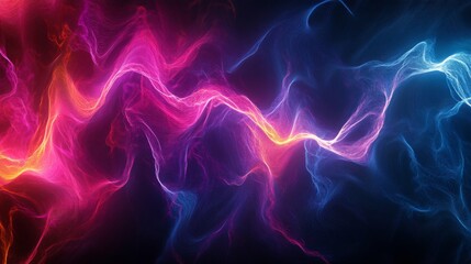 An artistic representation of electric waves intertwining, creating a mesmerizing pattern of light and color on a dark, smooth surface.