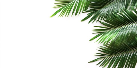 Obraz premium Exotic green tropical summer plant palm leaves branch isolated on white background