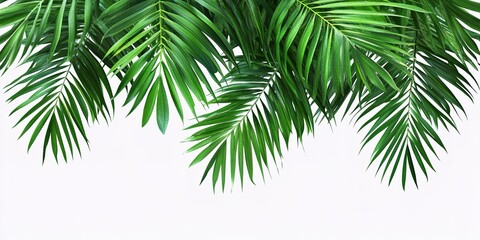 Exotic green tropical summer plant palm leaves branch isolated on white background