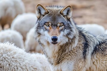 Majestic wolf sheep in natural habitat