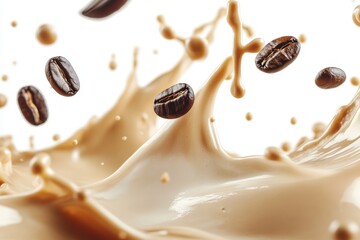 creamy splash of coffee with milk captured in motion